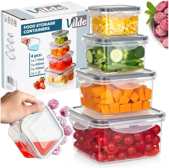 Vilde Set of Transparent Plastic Lunch Boxes 4 Pieces