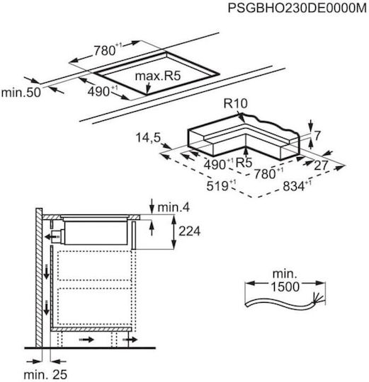 Electrolux Plită cu Inducție Autonom cu Hota & Funcție de Blocare 83x51.5εκ.
