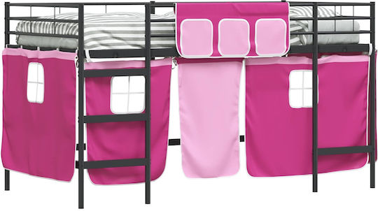 Kids Bed Loft Bed Semi Double Black for Mattress 116.5x207cm