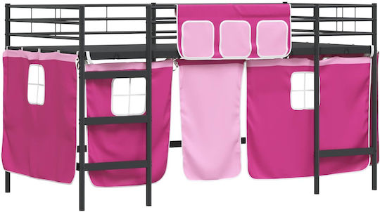 Kids Bed Loft Bed Semi Double Black for Mattress 116.5x207cm