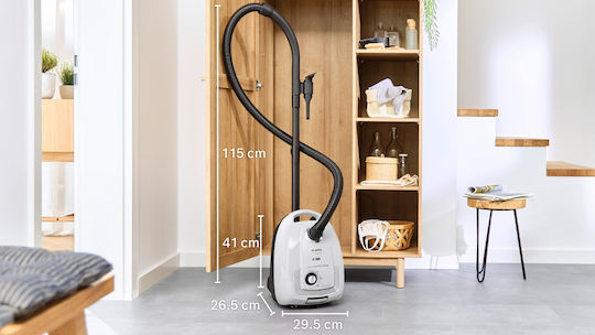 Bosch BGL38WH2 Ηλεκτρική Σκούπα 600W με Σακούλα 4lt Λευκή