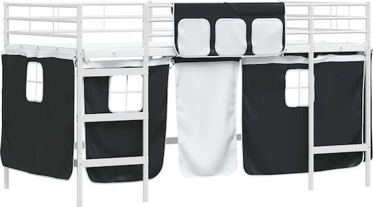 Pat Pentru Copii Loft Bed Semi Dublu Alb Pentru Saltea 116.5x207cm