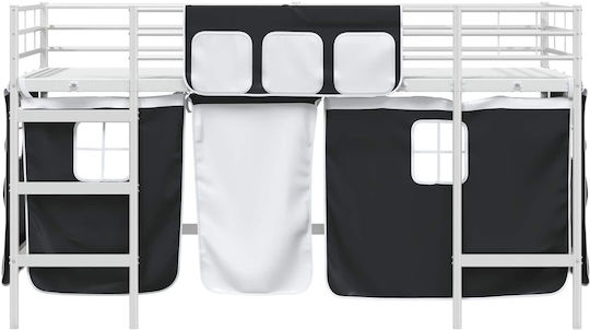 Pat Pentru Copii Loft Bed Semi Dublu Alb Pentru Saltea 116.5x207cm
