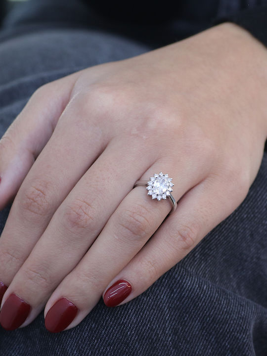 Damen Ring mit Diamant aus Weißgold 18K