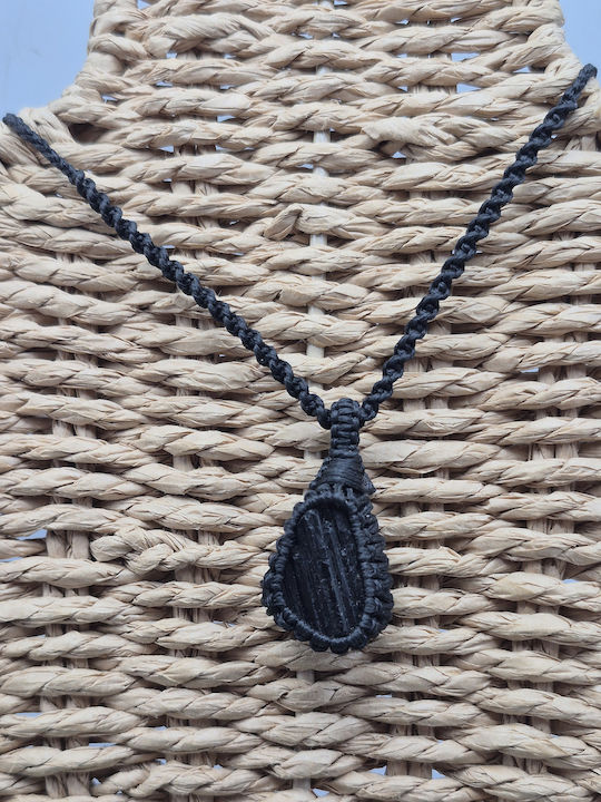 Makrame Halskette Mit Schwarzer Turmalin – Handgefertigtes Schmuck Halbedelstein Makrame Halskette Mit Schwarzer Turmalin – Handgefertigtes Schmuck Halbedelstein