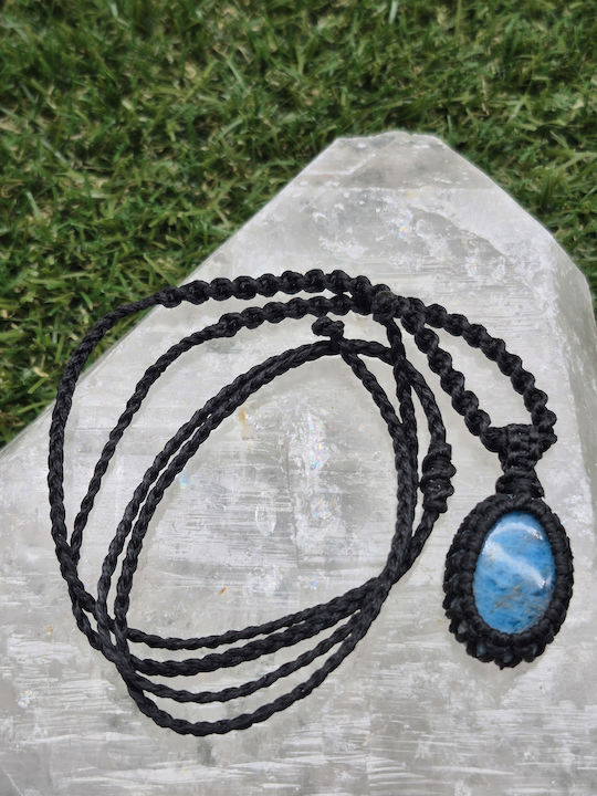 Makrame Halskette Blau Apatit – Handgefertigtes Schmuck Halbedelstein Makrame Halskette Blau Apatit – Handgefertigtes Schmuck Halbedelstein