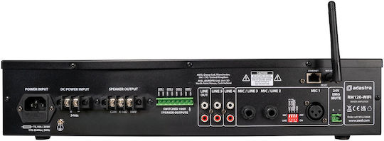 Adastra RM120-WIFI Integriert Kommerzieller Verstärker 5 Kanäle 120W/100V und USB/FM/Bluetooth-Anschlüssen