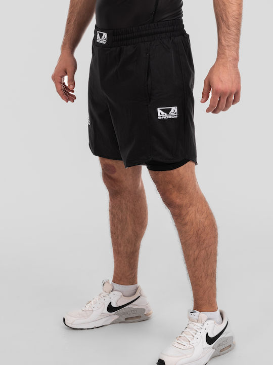 2 in 1 Αθλητική Ανδρική Βερμούδα Black/white