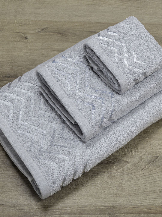 Lino Home Bath Towel Set 3pcs Wavie Light Grey Weight 450gr/m²