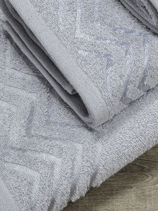 Lino Home Bath Towel Set 3pcs Wavie Light Grey Weight 450gr/m²