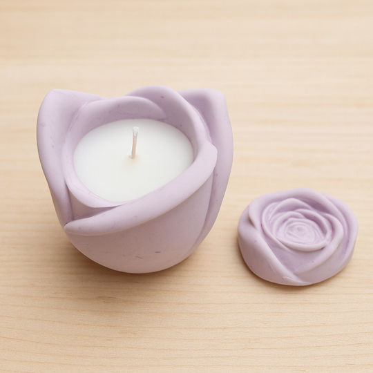 Handgemachte Aromatische Kerze Handgefertigtes Gefäß Rosen Violett 11x11cm 750g