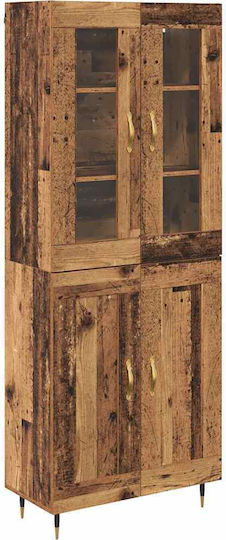 Highboard Κρεμαστή Βιτρίνα από Ξύλο & Μέταλλο με Τζάμι Φυσικό 69.5x34x180cm Highboard Κρεμαστή Βιτρίνα από Ξύλο & Μέταλλο με Τζάμι Φυσικό 69.5x34x180cm