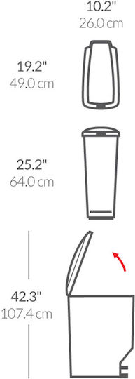 Simplehuman Κάδος Απορριμμάτων Πλαστικός με Πεντάλ Γκρι 40lt