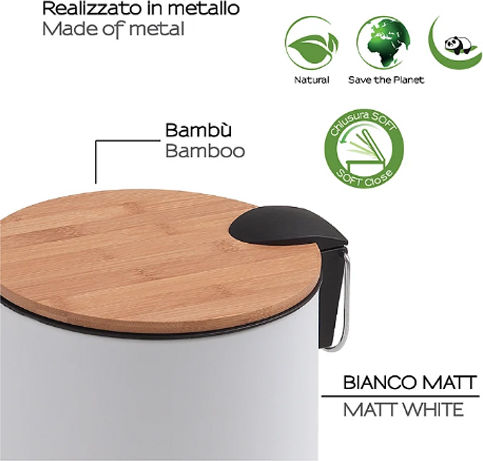 Gedy Bamboo Καλαθάκι Μπάνιου 3lt Λευκό