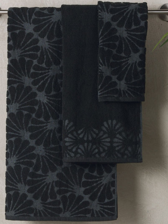 Kentia Πετσέτα Προσώπου Pika 50x90εκ. Black Βάρους 550gr/m²