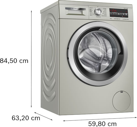 Bosch Πλυντήριο Ρούχων 9kg 1400 Στροφών Speed Perfect Inox WUU28TX2GR