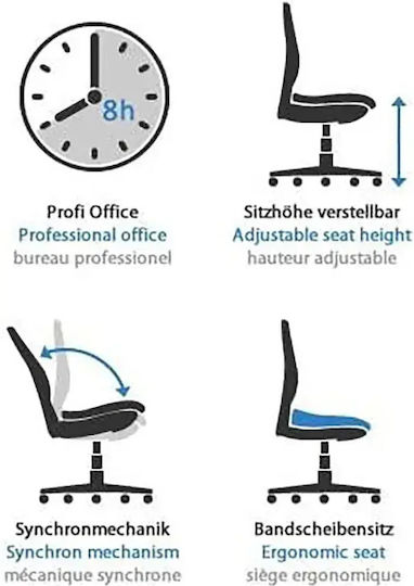 Hjh Оffice Zenit Base Bürostuhl mit Einstellbaren Armen Blau/Schwarz
