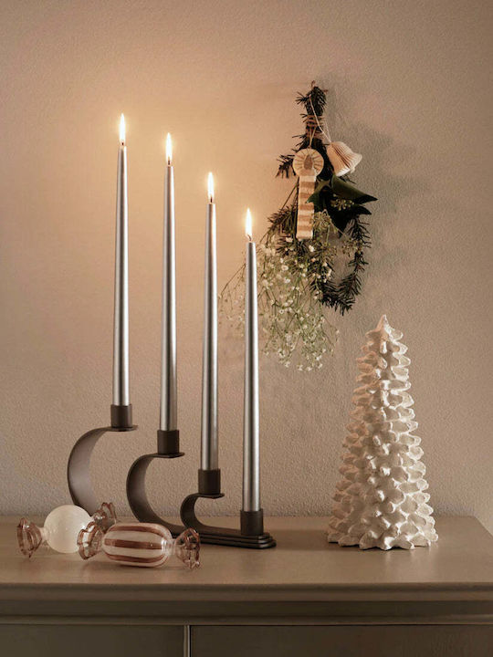Broste Copenhagen Decorative Candle Taper Silver 38cm 4 Pieces