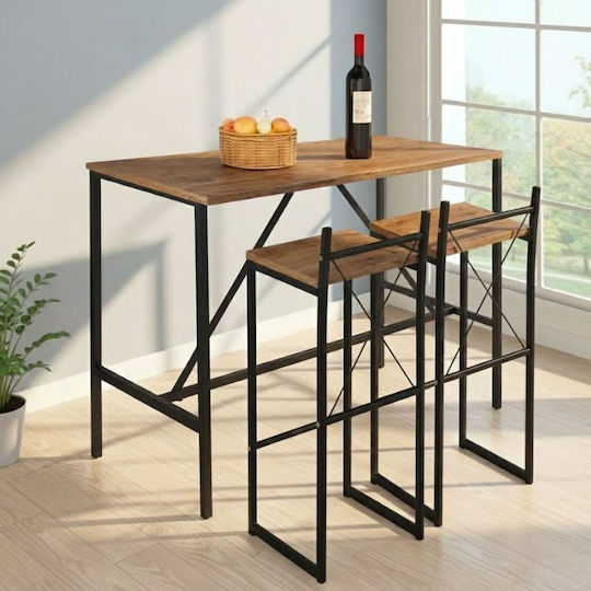 Crego Bar Table Wooden with Metal Frame 100x45x89cm