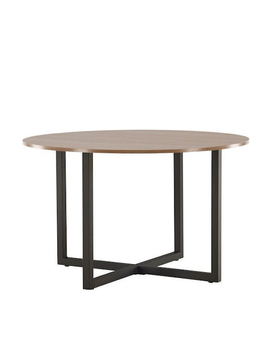 Dallas 4897 Round Table Dining Room Wooden Walnut, Black 75x75cm