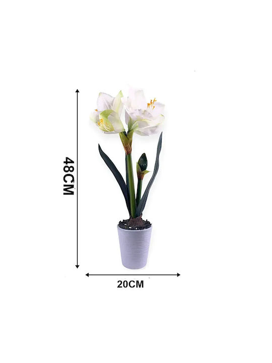 Изкуствено Цвете В Саксия Jup Amaryllis 1851840-a 9236-11 Бяла Керамична Саксия Бяло 48 См