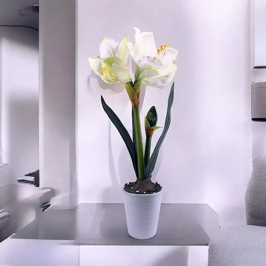 Изкуствено Цвете В Саксия Jup Amaryllis 1851840-a 9236-11 Бяла Керамична Саксия Бяло 48 См