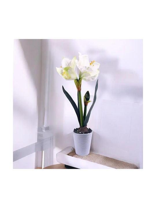 Изкуствено Цвете В Саксия Jup Amaryllis 1851840-a 9236-11 Бяла Керамична Саксия Бяло 48 См