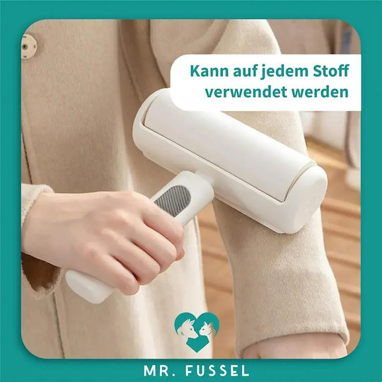 Четка За Премахване На Кучешка Коса Mr Fussel 16040-35 16040-2 2 В 1 Четка Ролка Резервна Ролка Бяла