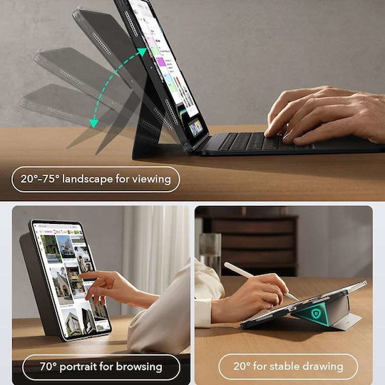 ESR Shift Magnetic Flip Cover mit Tastatur Grau für iPad Pro 11 (2024) iPad Pro 11 (2025)