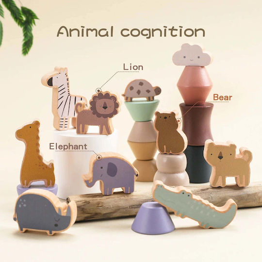 Joyland Παιχνίδι Στοίβαξης Animal Tower από Ξύλο για 36+ Μηνών