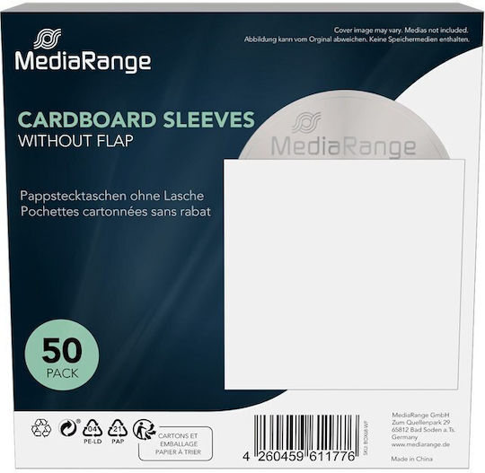 Φάκελοι Mediarange Cardboard Pockets Without Flap Clear Cover Pack 50 White
