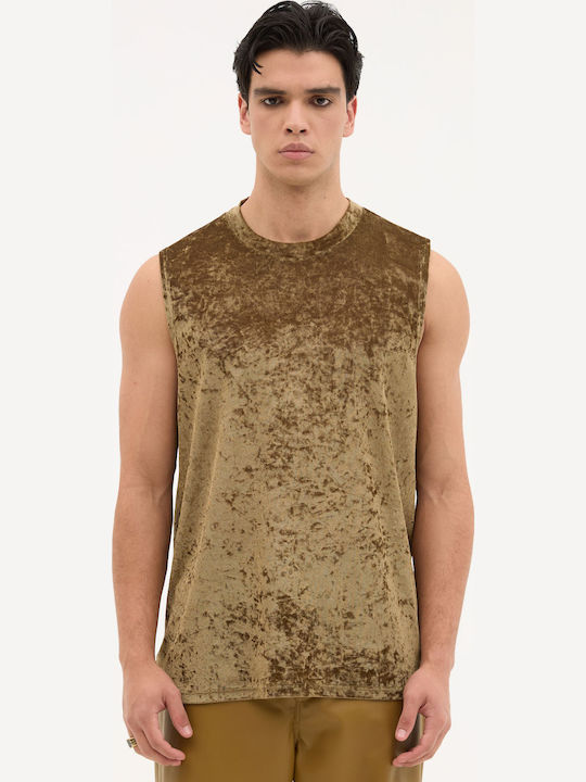 Women's Blouse Velvet Sleeveless Olive