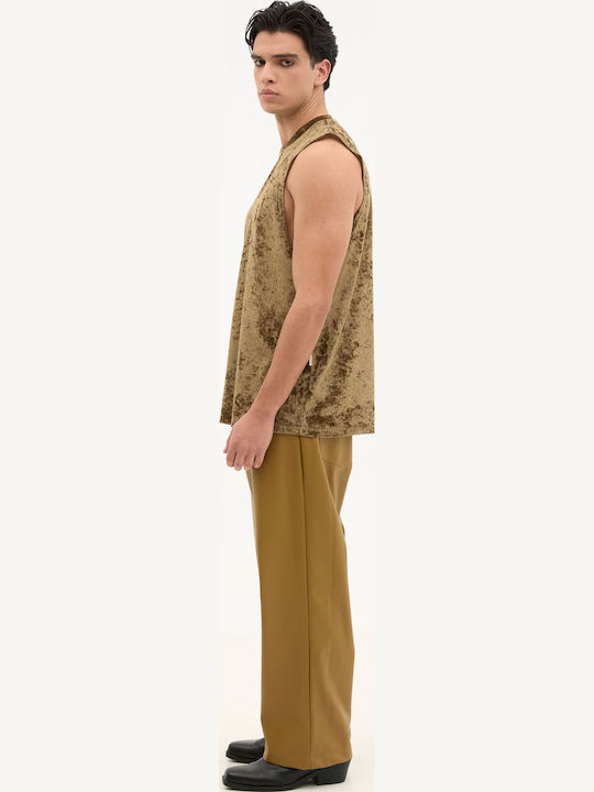 Women's Blouse Velvet Sleeveless Olive