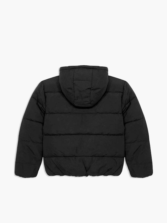 Kinder Steppjacke mit Futter & Kapuze Black