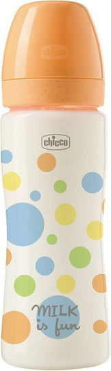 Chicco Πλαστικό Μπιμπερό Perfect Κατά των Κολικών με Θηλή Σιλικόνης για 4+ μηνών Πορτοκαλί 330ml
