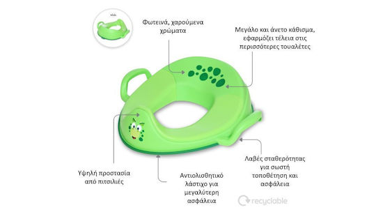 ProBaby Toddler Toilet Seat Little Trainer Seat with Handles Green