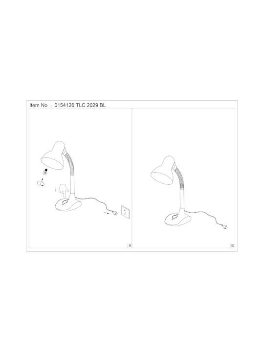 ARlight Lumină de Birou cu Braț Flexibil pentru Soclu E27 în Culoarea Albastru ARlight Lumină de Birou cu Braț Flexibil pentru Soclu E27 în Culoarea Albastru