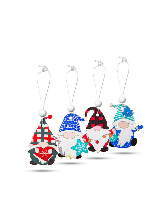 Christmas Tree Decorations Hanging Wooden Elves 4 Types 12 Pcs Package