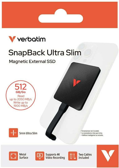 Verbatim Snapback Ultra Slim USB-C Externe SSD 512GB 2.5" Schwarz