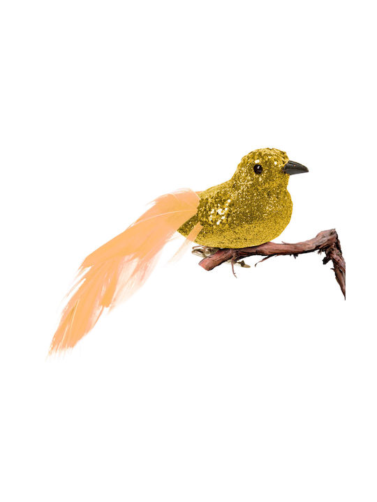 Christmas Ornament Glitter Bird Clip Gold 2 Pcs Pack