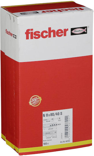 fischer Nail Anchor N 8x80/40 S (100) Oops Plastic 8x80mm