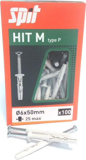 Spit Βύσμα Καρφωτό με Βίδα 6x50mm Ούπα Πλαστικό 6x50mm 100τμχ