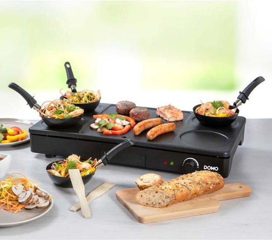 Domo Tabletop Grătar Electric Raclette Placă Netedă 1000W cu Termostat Reglabil 26bucx23.5buccm