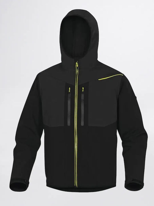 Delta Plus Horten2 Μπουφάν Εργασίας Softshell Ψύχους με Κουκούλα Μαύρο