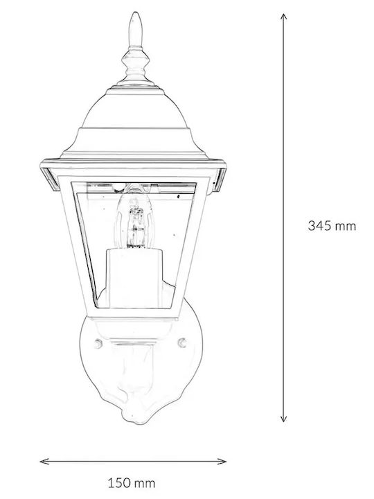 Wandmontierte Außen-Laterne E27 IP44 34.5x15x19.5εκ.