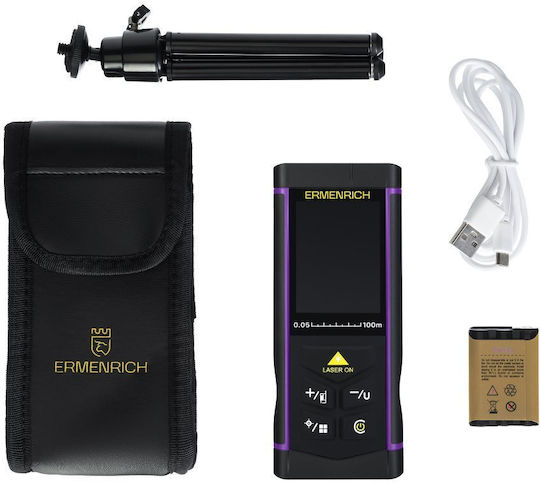 Ermenrich Pro Lr100 Laser Measurer Tft Display Camera Up To 100 Meters Measuring Range Black