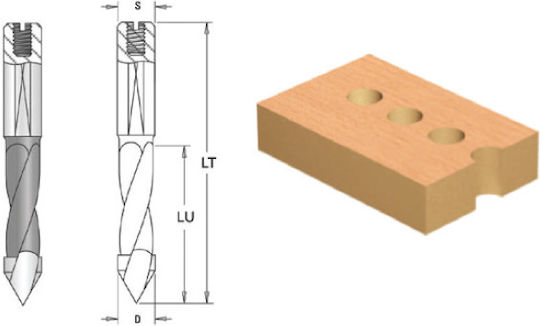 Burghiu Cms Pentru Găuri Cu Tija Cilindrică Plată Șurub De Reglaj D10x35x70 Z2 Stg