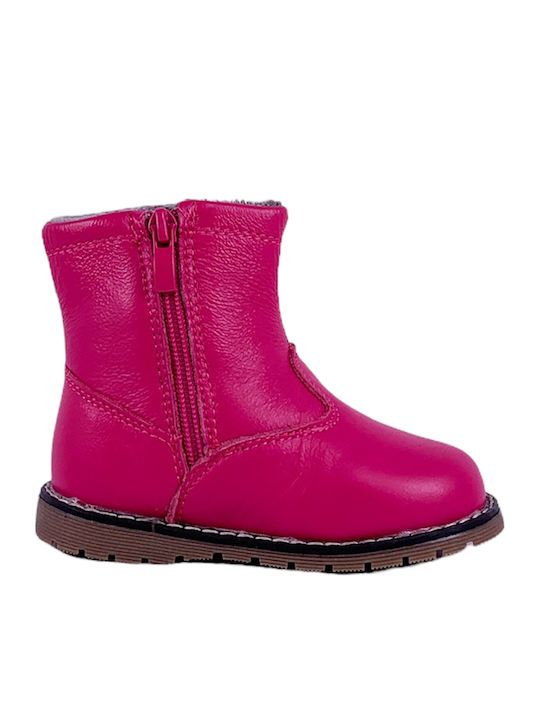 Lederne Kinderstiefel mit Reißverschluss Flieder