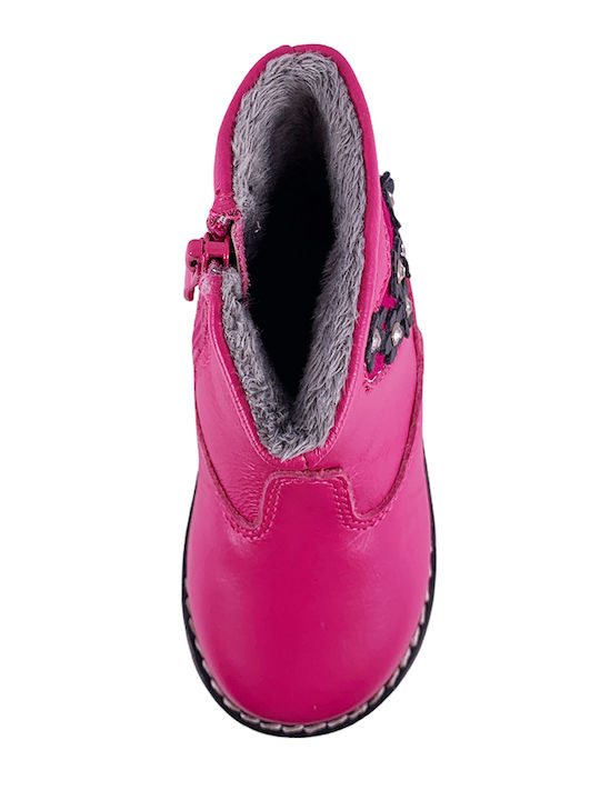 Lederne Kinderstiefel mit Reißverschluss Flieder
