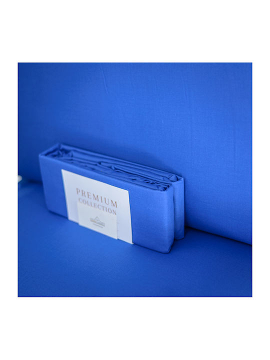 My Home Luxury Sheet Set with 2 Pillowcases Super-Double with Elastic 160x200cm. Royal Blue 3pcs